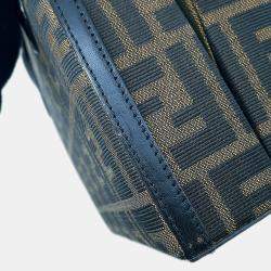 Pre Owned Fendi Zucca 2-Way Bag Khaki Canvas Leather