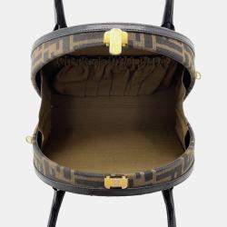 Pre Owned Fendi Zucca 2-Way Bag Khaki Canvas Leather