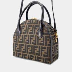 Pre Owned Fendi Zucca 2-Way Bag Khaki Canvas Leather