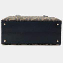 Pre Owned Fendi Zucca 2-Way Bag Khaki Canvas Leather