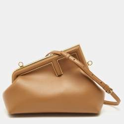 Pre Owned Fendi Brown Leather Small First Shoulder Bag