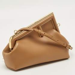 Pre Owned Fendi Brown Leather Small First Shoulder Bag