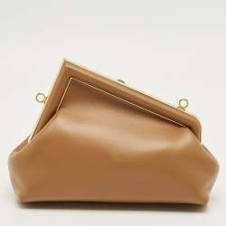 Pre Owned Fendi Brown Leather Small First Shoulder Bag