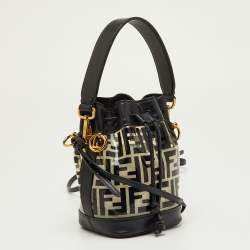مملوكة مسبقًا Fendi Black Zucca Print PVC and Leather Mini Mon Tresor Bucket Bag