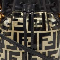 مملوكة مسبقًا Fendi Black Zucca Print PVC and Leather Mini Mon Tresor Bucket Bag