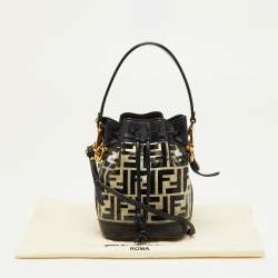 مملوكة مسبقًا Fendi Black Zucca Print PVC and Leather Mini Mon Tresor Bucket Bag