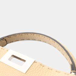 Pre Owned Fendi Peekaboo Beige Leather Shoulder Bag