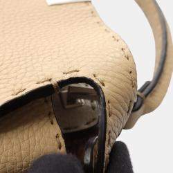 Pre Owned Fendi Peekaboo Beige Leather Shoulder Bag