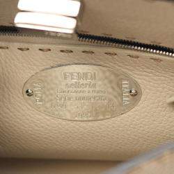 Pre Owned Fendi Peekaboo Beige Leather Shoulder Bag