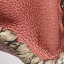 مملوكة مسبقًا Fendi Whipstitch Peekaboo Regular Old Rose Leather Top Handle Bag