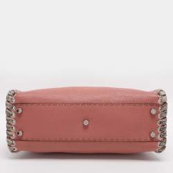 مملوكة مسبقًا Fendi Whipstitch Peekaboo Regular Old Rose Leather Top Handle Bag