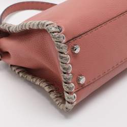 مملوكة مسبقًا Fendi Whipstitch Peekaboo Regular Old Rose Leather Top Handle Bag