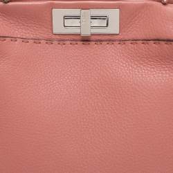 مملوكة مسبقًا Fendi Whipstitch Peekaboo Regular Old Rose Leather Top Handle Bag