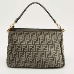 Pre Owned Fendi O'Lock Grey FF Fabric Top Handle Bag