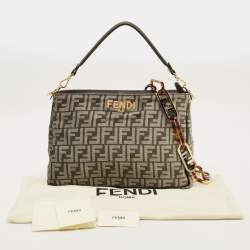 Pre Owned Fendi O'Lock Grey FF Fabric Top Handle Bag