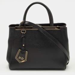 مملوكة مسبقًا Fendi 2Jours Petite Black Leather Tote