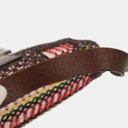 مملوكة مسبقًا Fendi White Brown Canvas Beads Baguette Handbag