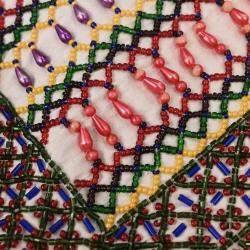 مملوكة مسبقًا Fendi White Brown Canvas Beads Baguette Handbag