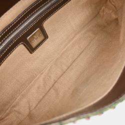 مملوكة مسبقًا Fendi White Brown Canvas Beads Baguette Handbag