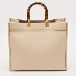 مملوكة مسبقًا حقيبة تسوق فندي صن شاين جلد وردي فاتح متوسط