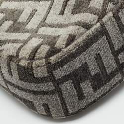 Pre Owned Fendi Swing O'Lock Grey/Black Zucca Velvet and Leather Hobo