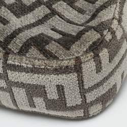 Pre Owned Fendi Swing O'Lock Grey/Black Zucca Velvet and Leather Hobo