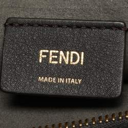 Pre Owned Fendi Swing O'Lock Grey/Black Zucca Velvet and Leather Hobo