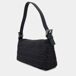 Pre Owned Fendi Black Fabric Zucca Mini Mamma Bag
