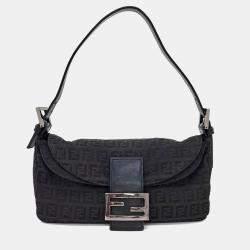 Pre Owned Fendi Black Fabric Zucca Mini Mamma Bag