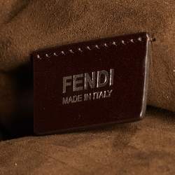 مملوكة مسبقًا حقيبة فندي 3جور جلد بني/زهري فاتح كبير