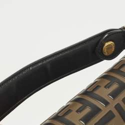 Pre Owned حقيبة فندي كان أي جلد يد علوية مت وسطة أسود/بني FF