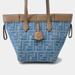 مملوكة مسبقًا حقيبة فندي أوريغامي كتف جينز أزرق