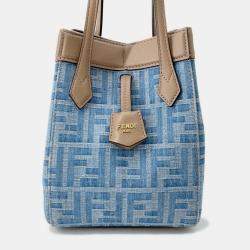 Pre Owned Fendi Origami Shoulder Bag Blue Denim