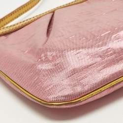 Pre Owned Fendi Pink/Gold Zucchino Lurex Fabric Accessory Pochette