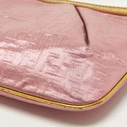 Pre Owned Fendi Pink/Gold Zucchino Lurex Fabric Accessory Pochette