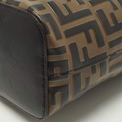 مملوكة مسبقًا حقيبة باكت فنْدي جلد زوكا بُني/أسود صغيرة ميني مون تريزور بحبل شد