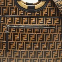 مملوكة مسبقًا Fendi Runaway Large Black/Brown Zucca Leather and Raffia Shopper Tote
