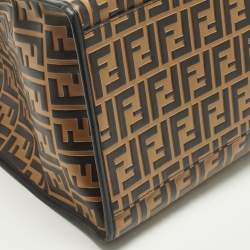 مملوكة مسبقًا Fendi Runaway Large Black/Brown Zucca Leather and Raffia Shopper Tote