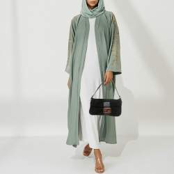 Pre Owned Fendi Flap Baguette Black Suede Bag