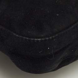 Pre Owned Fendi Flap Baguette Black Suede Bag