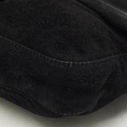 Pre Owned Fendi Flap Baguette Black Suede Bag