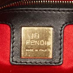 Pre Owned Fendi Flap Baguette Black Suede Bag