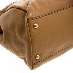 Pre Owned Fendi Tan/Brown Ombre Leather with Calfhair Lining Large Peekaboo Top Handle Bag