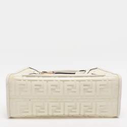 Pre Owned Fendi Runaway Small Transparent/Off White Zucca PVC and Leather Tote 