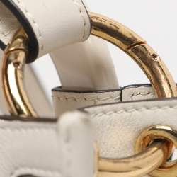 Pre Owned Fendi Runaway Small Transparent/Off White Zucca PVC and Leather Tote 