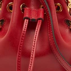 Pre Owned حقيبة دلو فندي ميني مون تسور جلد زوكا أحمر