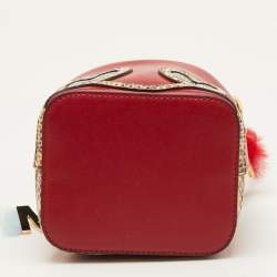 Pre Owned حقيبة دلو فندي ميني مون تسور جلد زوكا أحمر