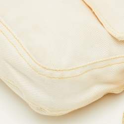 مملوكة مسبقًا Fendi Vintage Off White/Yellow Canvas and Python Trim Baguette