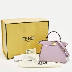 مملوكة مسبقًا حقيبة يد فندي بيكابوو صغيرة جلد سيليريا بني بخياطة ISeeU