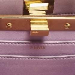 مملوكة مسبقًا حقيبة يد فندي بيكابوو صغيرة جلد سيليريا بني بخياطة ISeeU